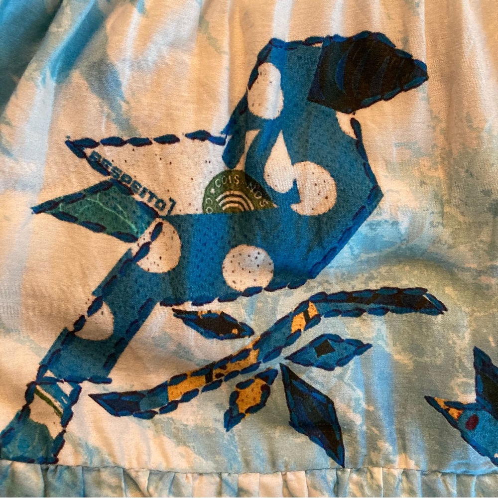 RARE FARM Rio Tie Dye Rainbow Patchwork Maxi Dress Batik Print Blue Size S or M - Picture 12 of 16